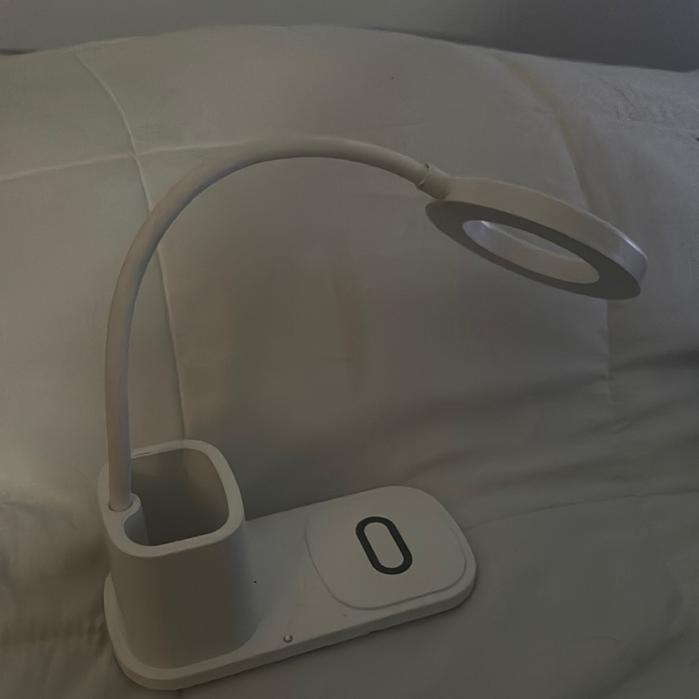 White LED Desk Lamp with Organizer and charger